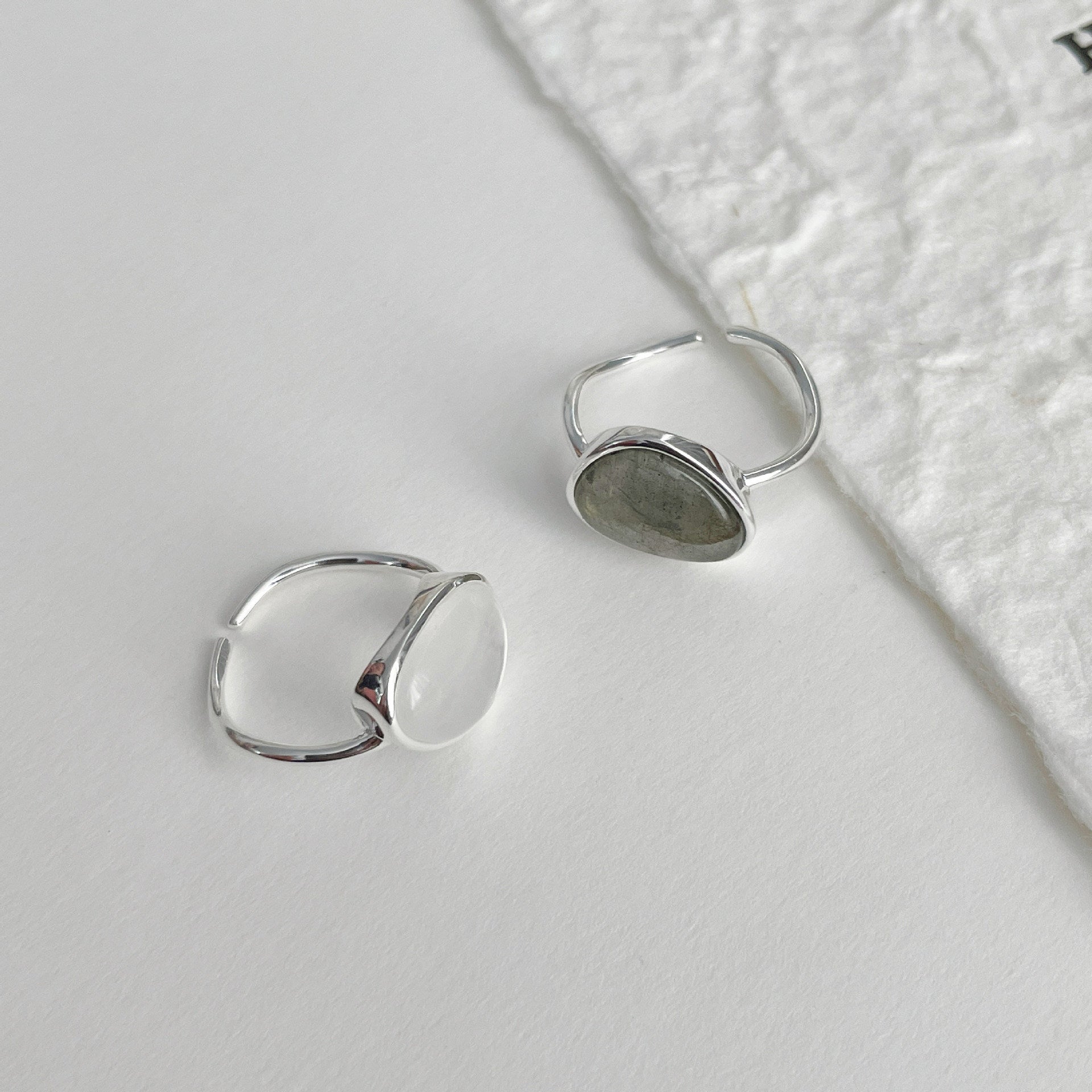 Natural Moonstone S925 Sterling Silver Adjustable Ring - Feminine Energy Jewelry