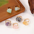 Adjustable Natural Crystal Healing Stone Ring Raw Gemstone