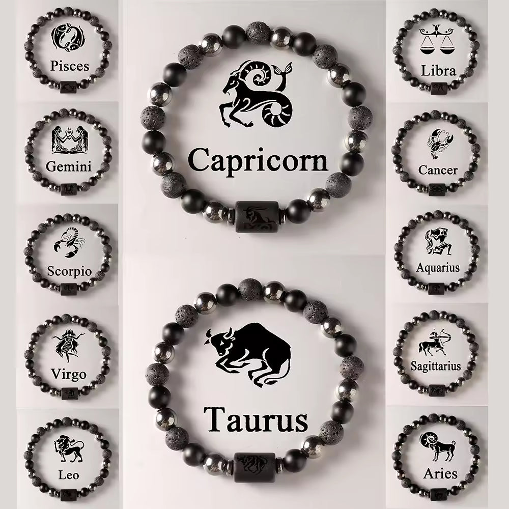 12 Zodiac Constellation Crystal Healing Bracelet | Astrology Gemstone Jewelry