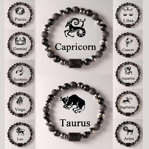 12 Zodiac Constellation Crystal Healing Bracelet | Astrology Gemstone Jewelry