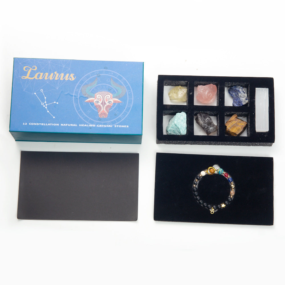 12 Zodiac Birthstone Crystal Set - Celestial Healing Stones Astrology Gift Box