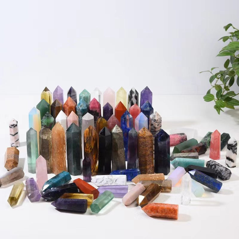 Natural Crystal Tower Wand | Hexagonal Point for Reiki Healing & Decor