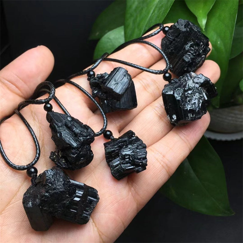 Raw Black Tourmaline Protection Necklace - Energy Shield Amulet
