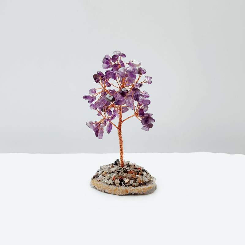 Crystal tree with agate slice base various color options