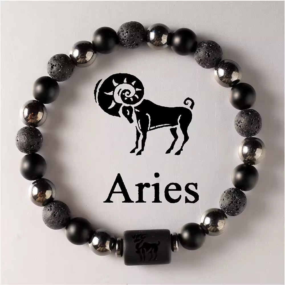 12 Zodiac Constellation Crystal Healing Bracelet | Astrology Gemstone Jewelry