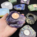 Natural crystal stone candle holder raw gemstone tea light meditation