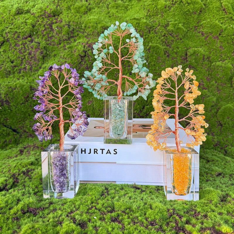 Mixed Gemstone Crystal Tree in Glass Bowl Base — Abundance Centerpiece