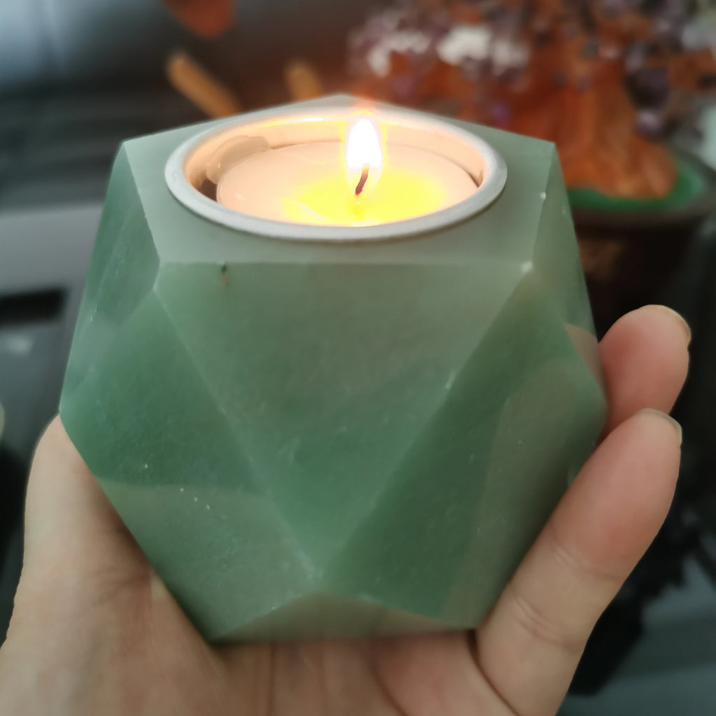 Natural gemstone candle holder ritual bath ceremony spiritual decor