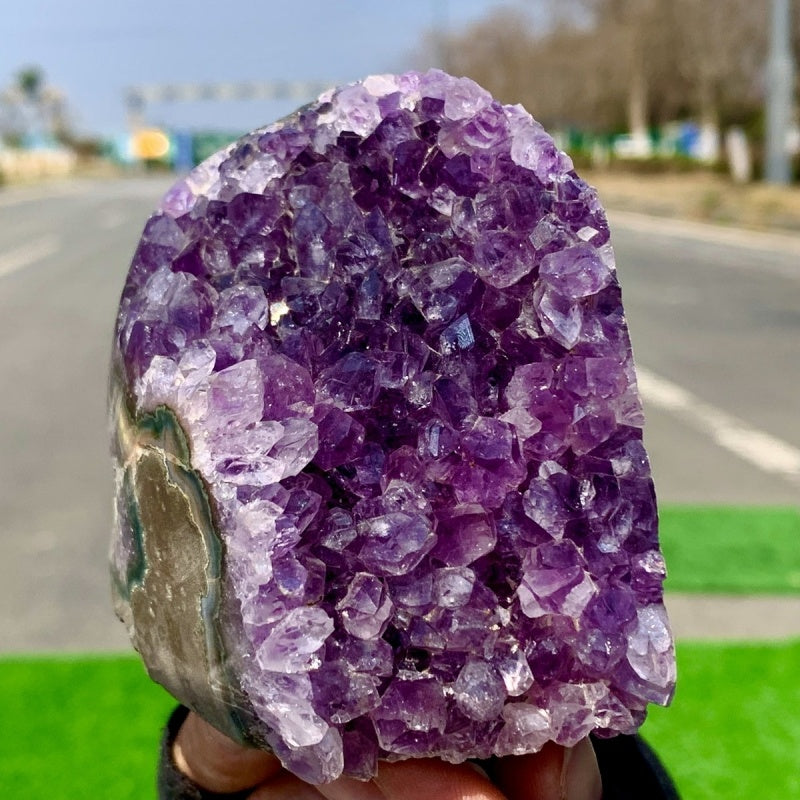 Natural Amethyst Crystal Cluster Geode - Premium Raw Specimen for Display & Healing