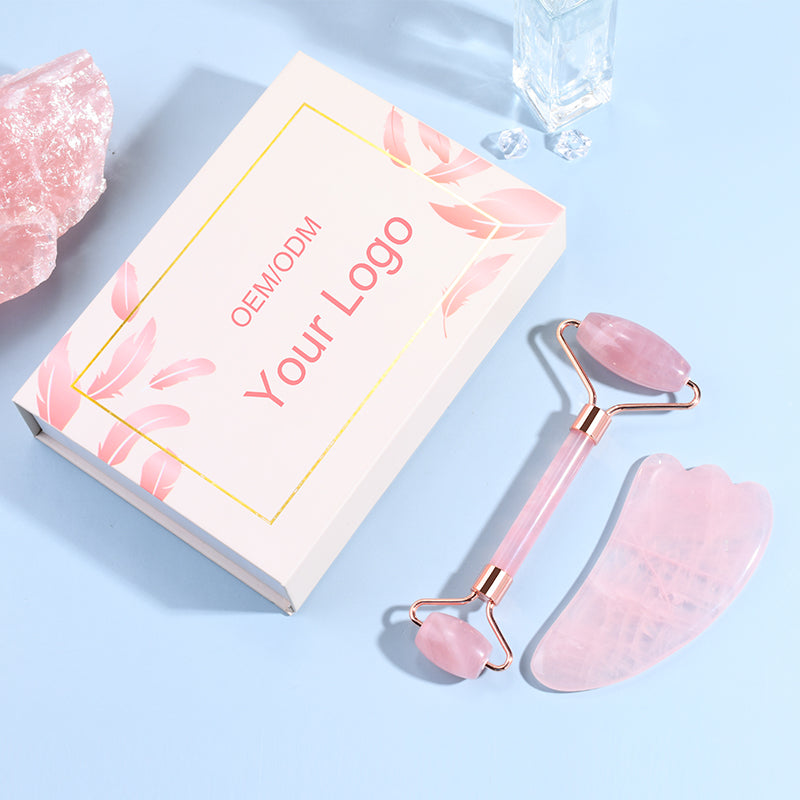 Rose Quartz Jade Roller & Gua Sha Set - Facial Massage Beauty Ritual