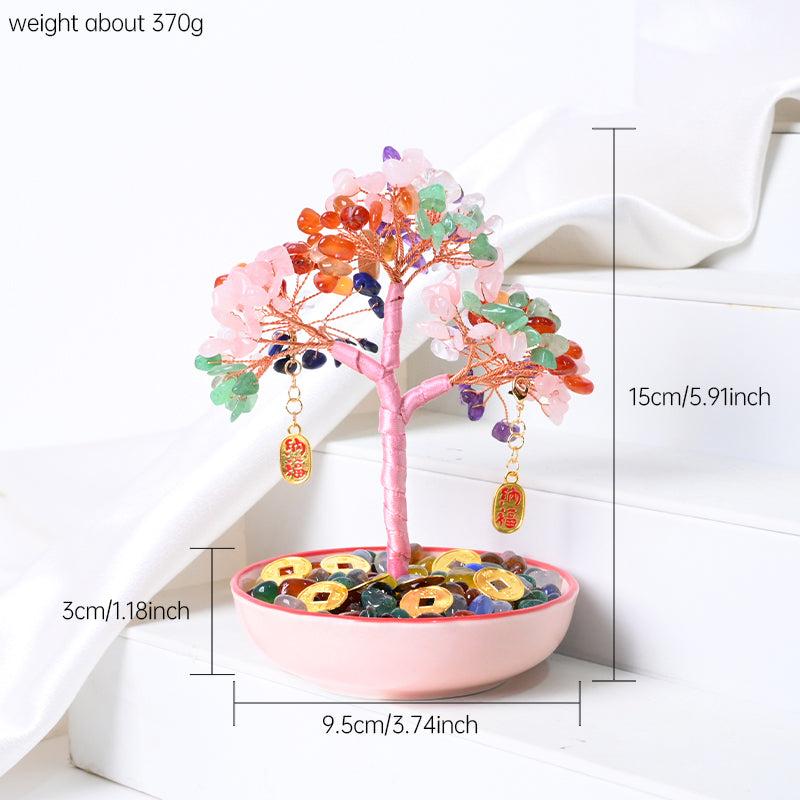 7 Chakra Healing Crystal Gravel Tree — Handmade Feng Shui Decor