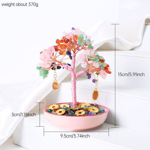 7 Chakra Healing Crystal Gravel Tree — Handmade Feng Shui Decor