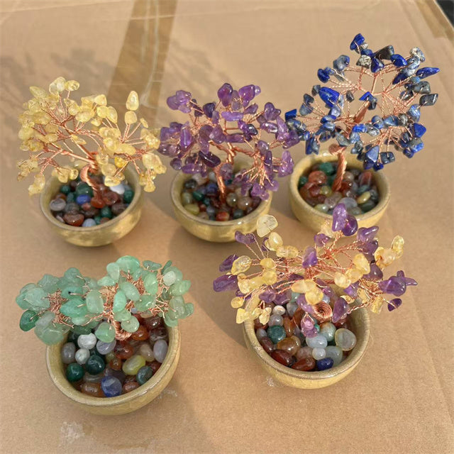 Mixed Gemstone Crystal Tree in Glass Bowl Base — Abundance Centerpiece