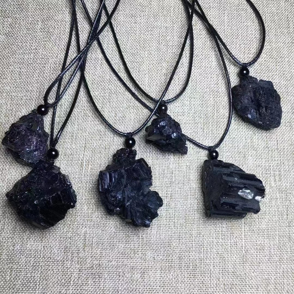 Raw Black Tourmaline Protection Necklace - Energy Shield Amulet