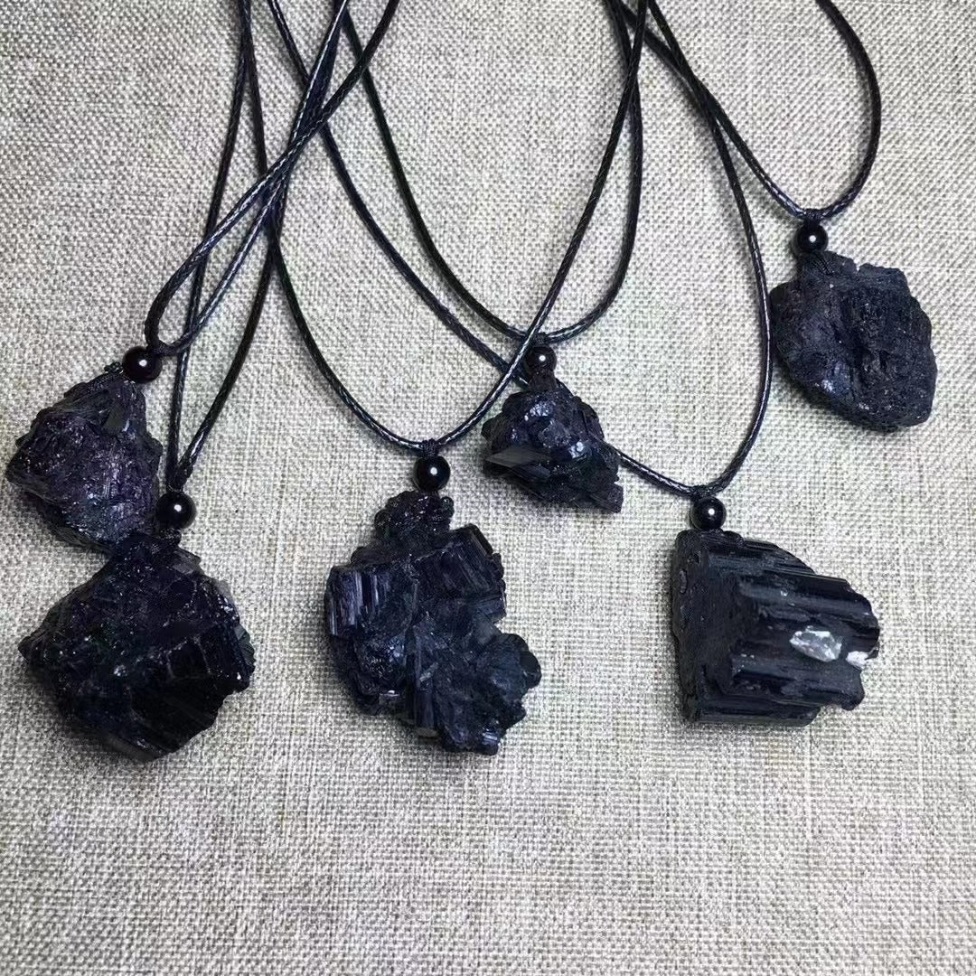 Raw Black Tourmaline Protection Necklace - Energy Shield Amulet