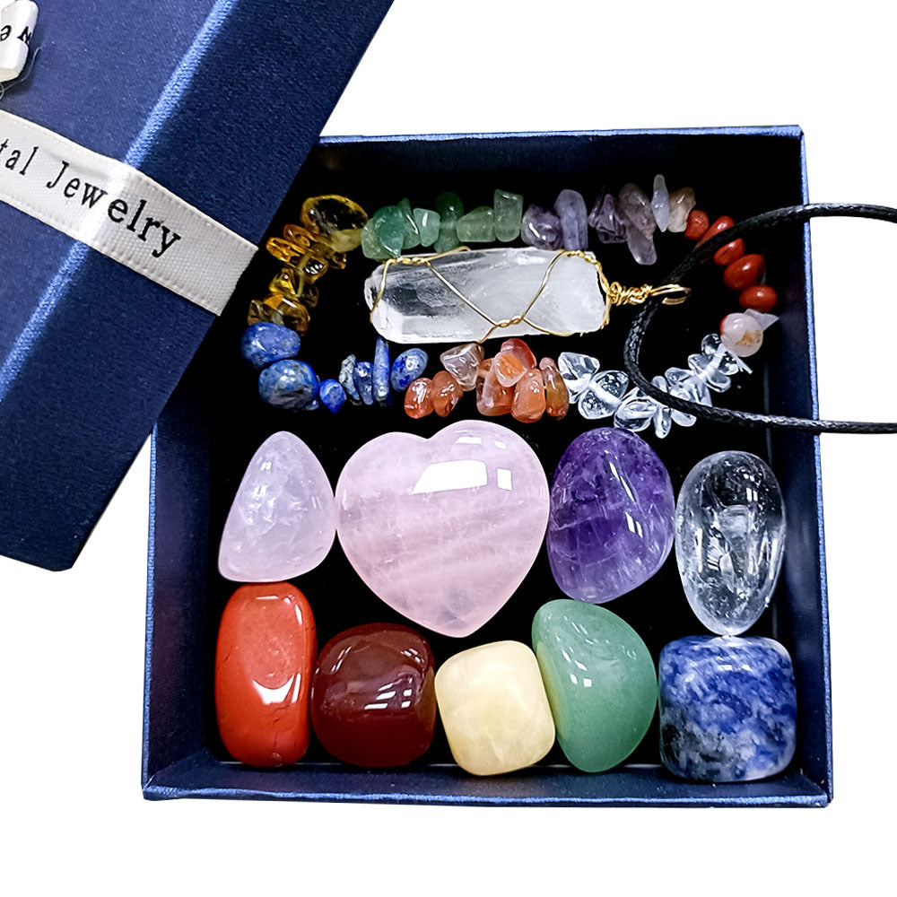 14PCS Premium 7 Chakra Healing Crystals Set - Meditation & Reiki Starter Kit