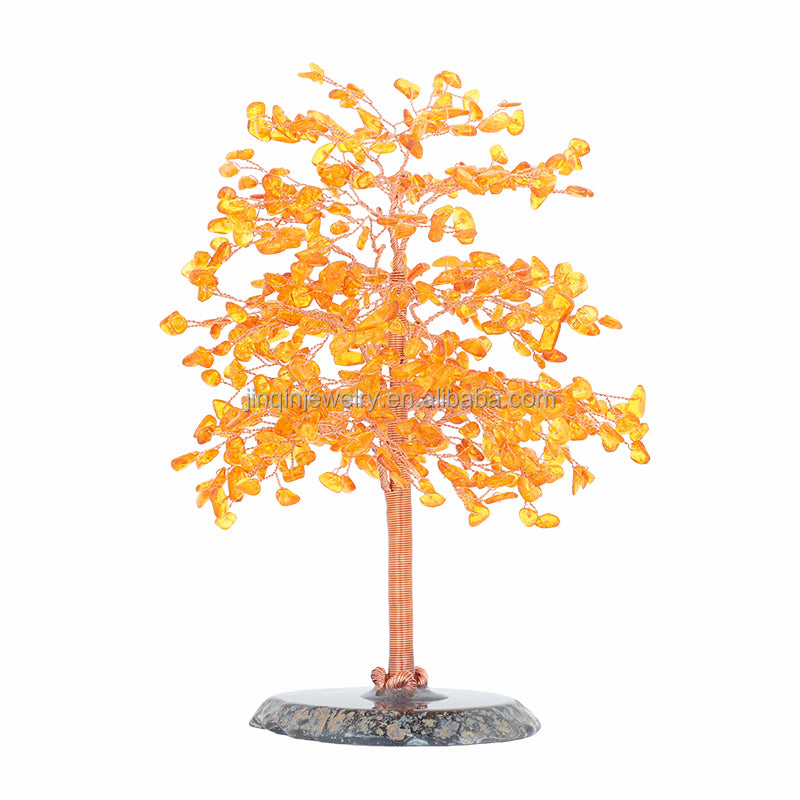 Aquamarine Crystal Tree with Wooden Base — Throat Chakra Calm