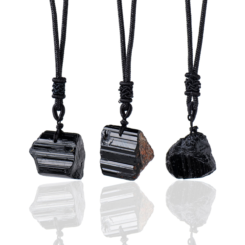 Raw Black Tourmaline Protection Necklace - Energy Shield Amulet