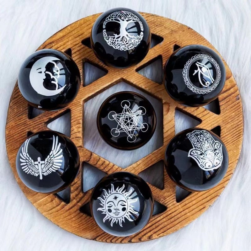 Natural Black Obsidian Sphere & Pendulum Set - Scrying & Protection Tool