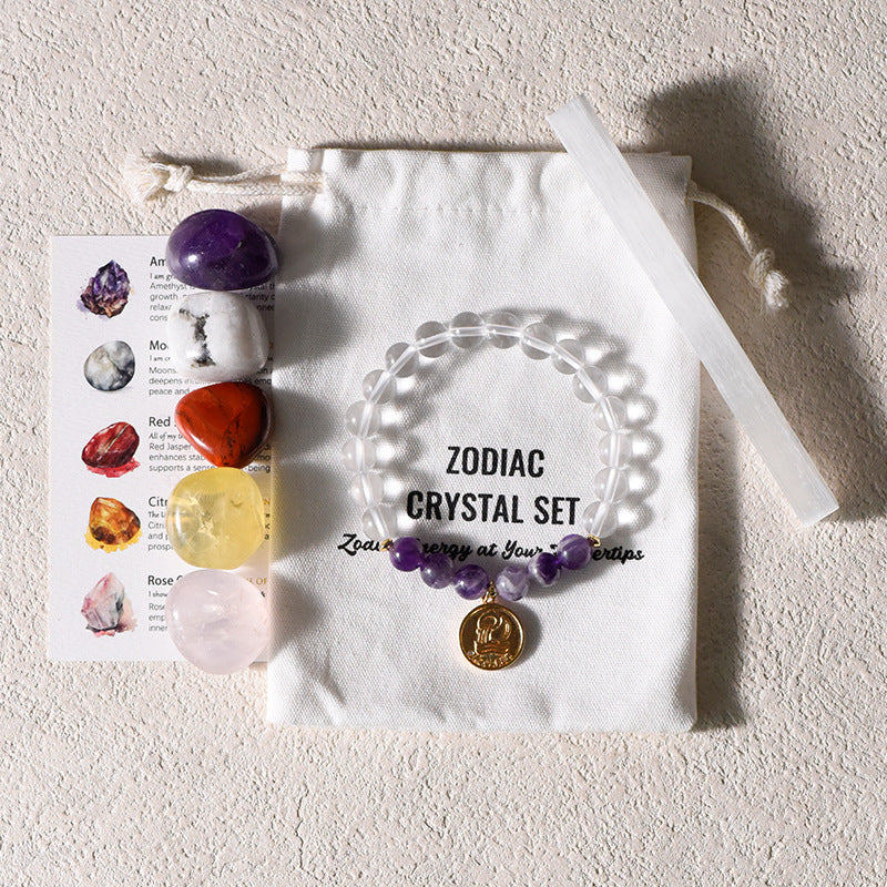 12 Zodiac Constellation Crystal Stone Set | Astrology Healing Gemstone Gift Box