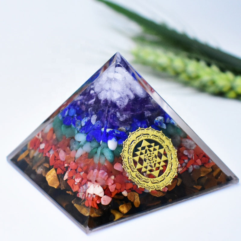 7 Chakra Orgone Pyramid - EMF Protection & Energy Generator Crystal
