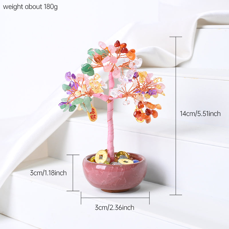 7 Chakra Healing Crystal Gravel Tree — Handmade Feng Shui Decor