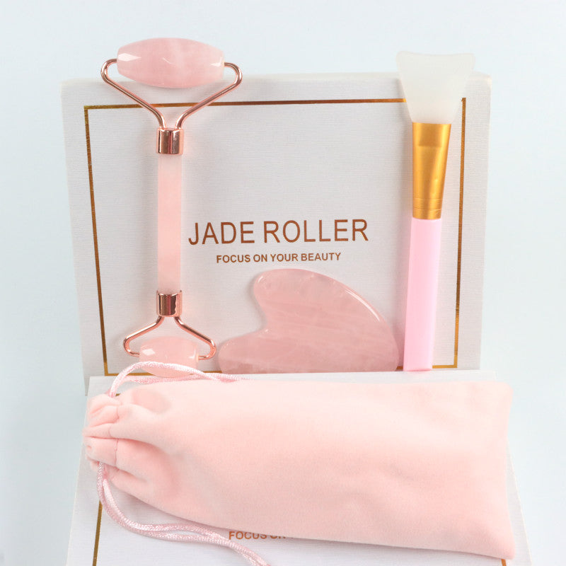 Rose Quartz Jade Roller & Gua Sha Set - Facial Massage Beauty Ritual