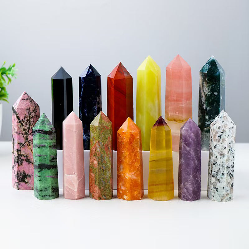 Natural Crystal Tower Wand | Hexagonal Point for Reiki Healing & Decor