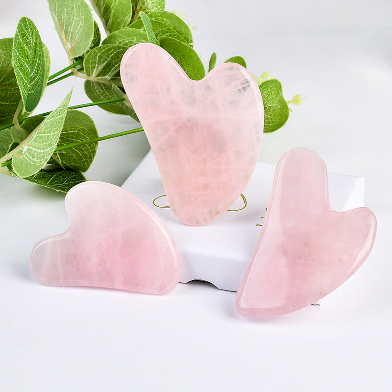 Rose Quartz Jade Roller & Gua Sha Facial Massage Set | Beauty Wellness Tool