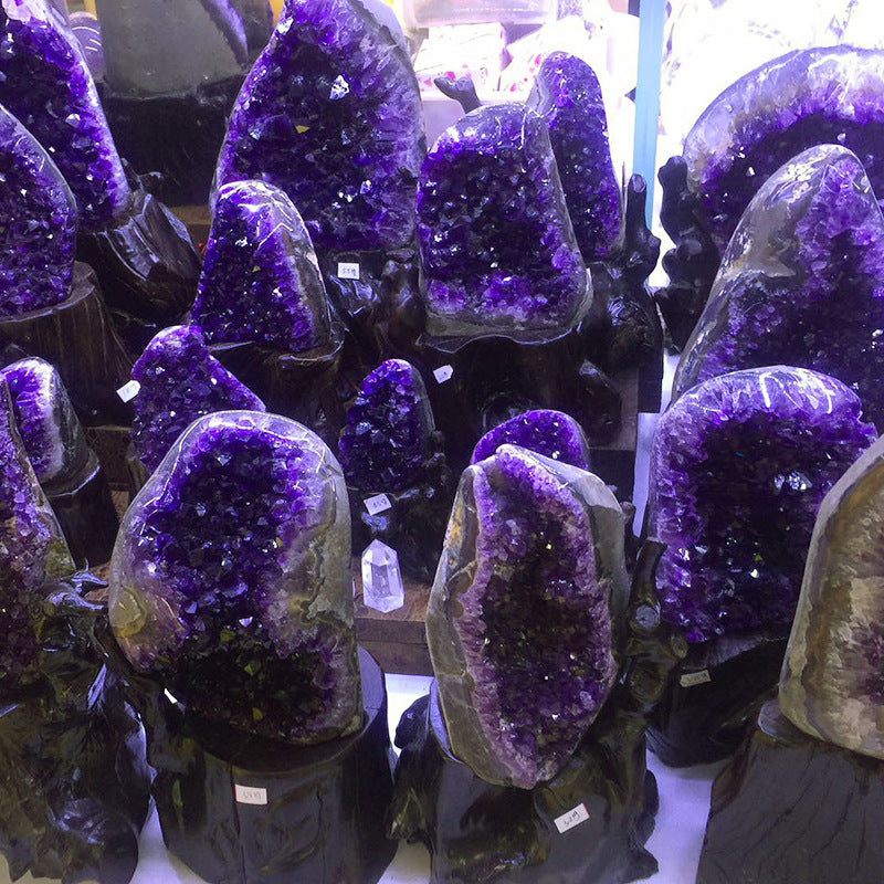 Natural Blue Agate Geode Bookends - Crystal Home Office Decor Statement Piece