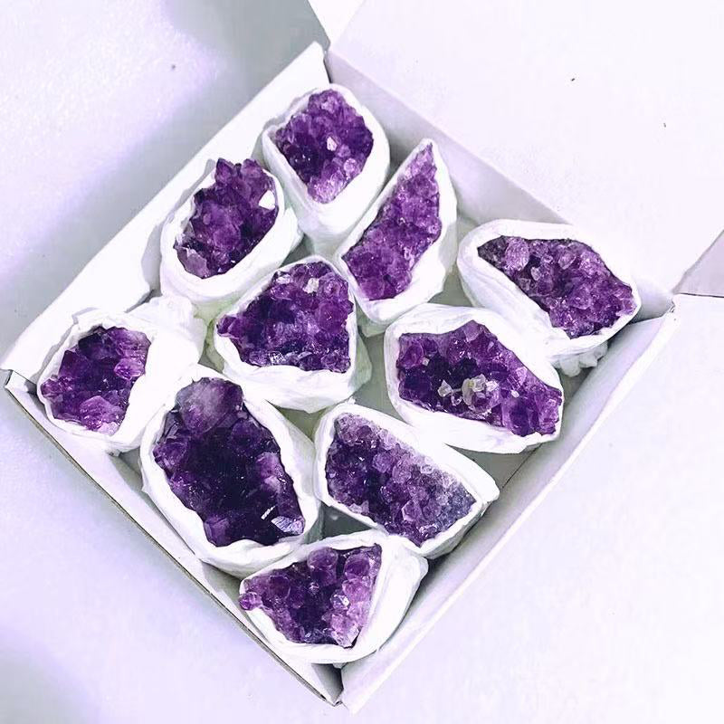 Natural Uruguay Amethyst Cluster Box Set Raw Stone Gift