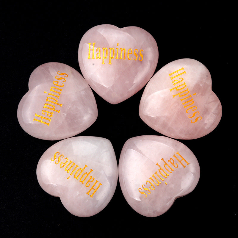 Personalized Engraved Rose Quartz Heart Palm Stone