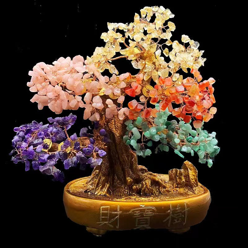 Large natural crystal gemstone feng shui tree premium display 38cm