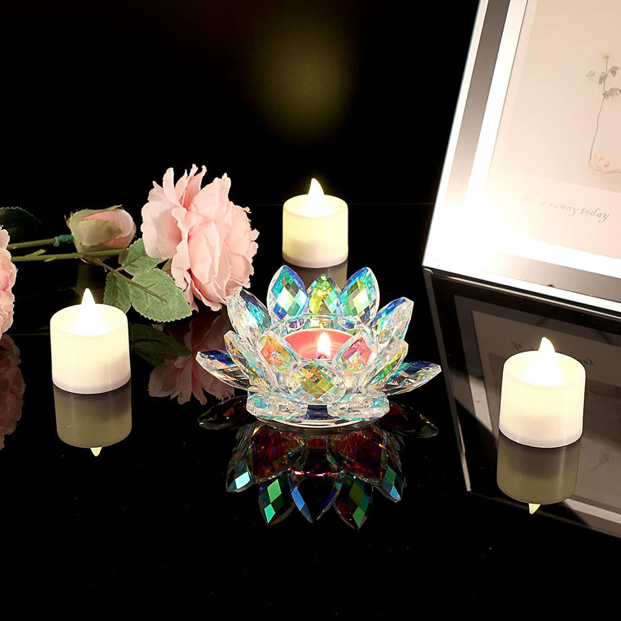 Natural Crystal Stone Candle Holder — Raw Gemstone Tea Light