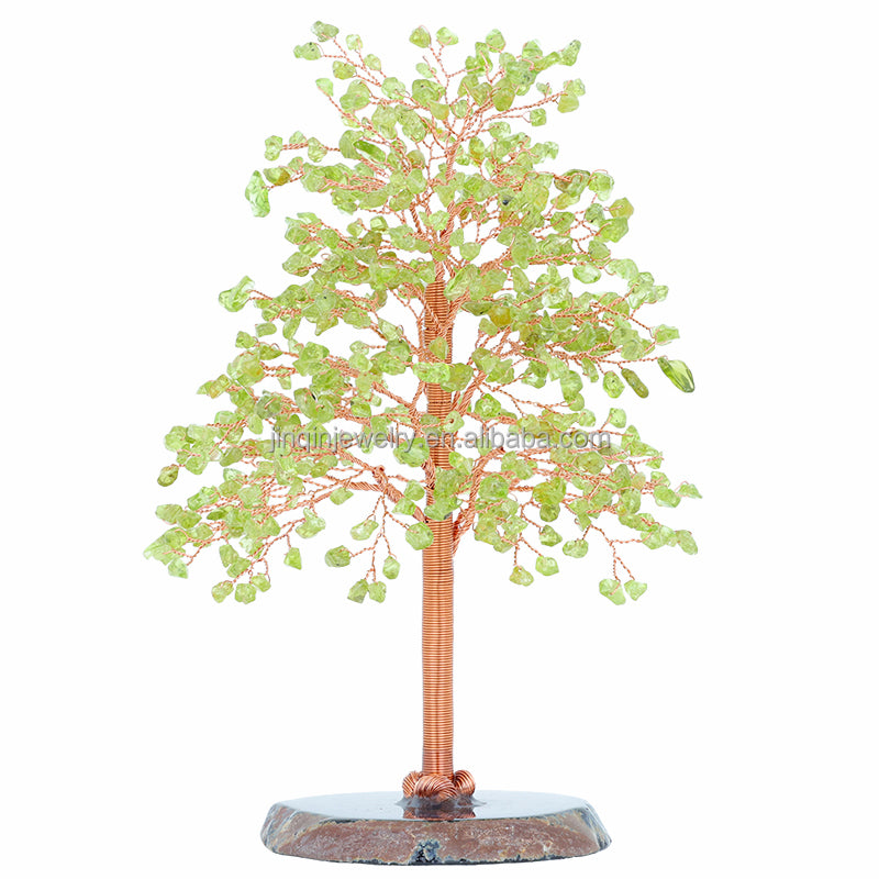 Aquamarine Crystal Tree with Wooden Base — Throat Chakra Calm