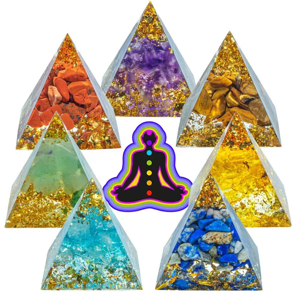 7 Chakra Orgone Pyramid - EMF Protection & Energy Generator Crystal