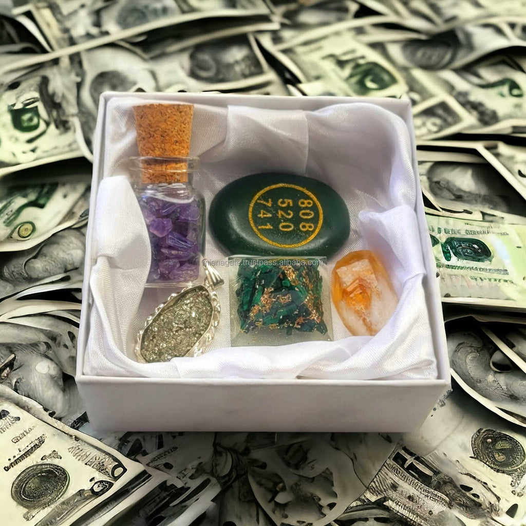 Abundance & Prosperity Crystal Healing Kit - Citrine & Pyrite Manifestation Set