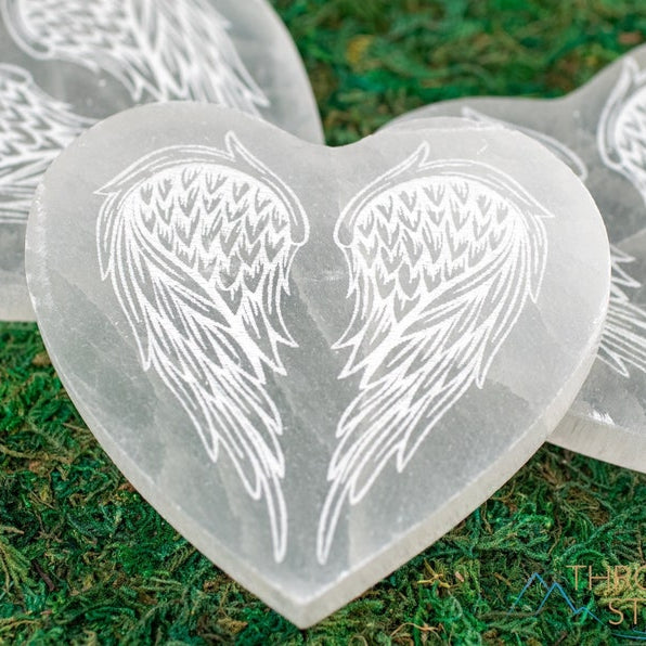 Selenite Moon Bowl & Crystal Charging Plate — Altar Tray